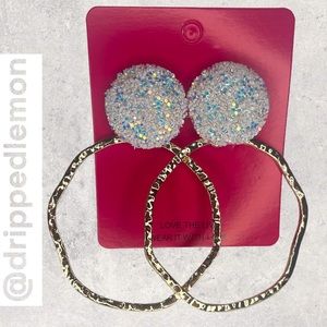 Gold White Iridescent Earrings Round Drop Boutique Jewelry Accessories For Women